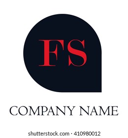 FS Letters red , Abstract black background logo, Design identity in shape, Alphabet letter