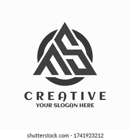 FS logo circle triangle symbol creative design template