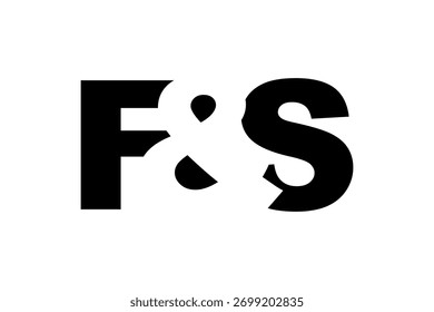FS logo design in bold style. Black white identity symbol. Modern typography emblem. Corporate branding icon. Minimal business template.
