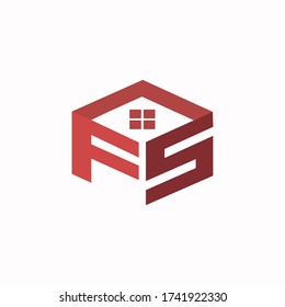 FS logo hexagon symbol real estate creative building design template