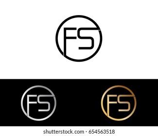 Fs Logo. Letter Design Vector with Red and Black Gold Silver Colors
