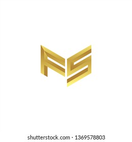 FS Logo letter initial 3d designs templete with gold colors