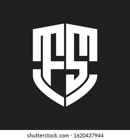 FS Logo monogram with emblem shield shape design isolated on black background