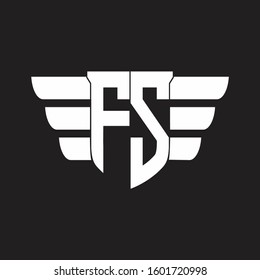 FS Logo monogram with emblem and wings element design template