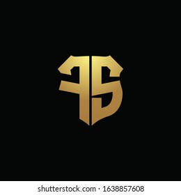 FS logo monogram with gold colors and shield shape design template