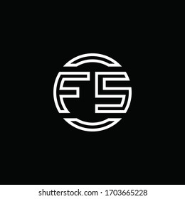 FS logo monogram with negative space circle rounded design template