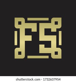 Monograma de logotipo FS con plantilla de diseño de línea de piezas