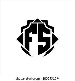 FS-Logo-Monogramm mit Schildlinie und 3 Pfeile-Design-Vorlage auf weißem Hintergrund
