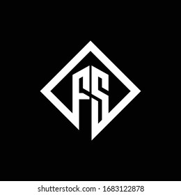 Monograma del logotipo FS con plantilla de diseño de estilo giratorio cuadrado