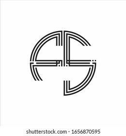 FS Logo monogram triple ribbon style line design template isolated on white background