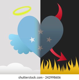 F.S. Micronesia background of a heart half demon half angel