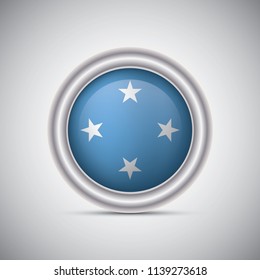 F.S. Micronesia flag button style. Vector image