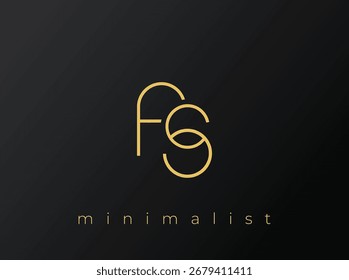 FS Minimalist Logo with Interlocking Shapes on Solid Black Background. A clean and modern minimalist logo design.