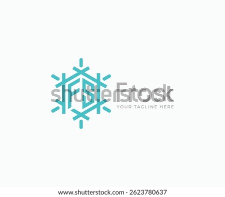 FS monogram letter with abstract geometric snowflakes logo design. Initial FS letter cool modern symbol logo icon template