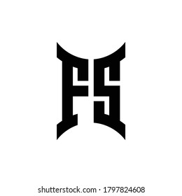 logotipo de monograma FS con plantilla de diseño de lado curvo