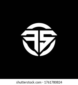 logotipo de monograma FS con forma de diamante y plantilla de diseño redondeado de círculo de anillo