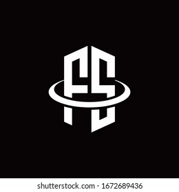 Logotipo del monograma FS en forma de hexágono y rodeado por un anillo