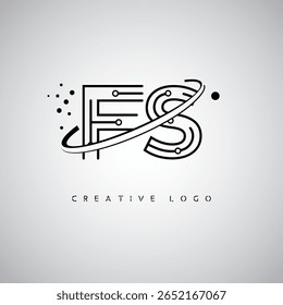 FS Orbit Monogram Logo – Futuristic Minimal Letter mark with Circular Line Art, Tech-Inspired Dots and Space Motion Concept for Modern Branding Identity
