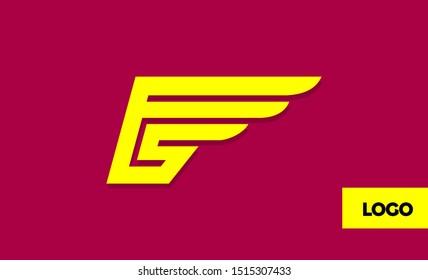 FS, SF initial letter template logo for your company brand. wing icon style. 