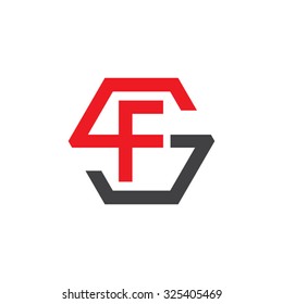 FS SF initial logo, hexagon S shape logo red