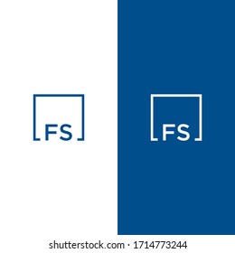 fs square frame letter logo design with blue and white colors.