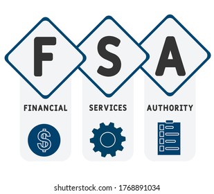 FSA - Financial Services Authority acronym, business concept.  Vector infographic illustration  for presentations, sites, reports, banners