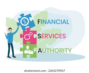 FSA - Financial Services Authority acronym, business concept. Vector infographic illustration for presentations, sites, reports, banners