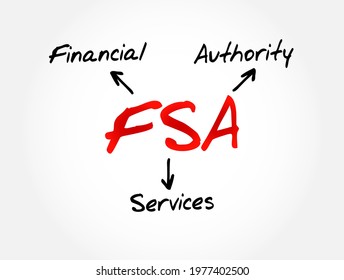 FSA Financial Services Authority - Quasi-judicial Body Accountable For The Regulation Of The Financial Services Industry, Acronym Text Concept Background