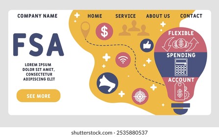 FSA - flexible spending account acronym. business concept background. vector illustration concept with keywords and icons. lettering illustration with icons for web banner, flyer, landing pag