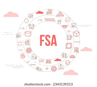 fsa flexible spending account concept with icon set template banner and circle round shape