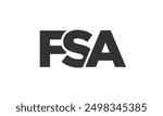 FSA logo design template with strong and modern bold text. Initial based vector logotype featuring simple and minimal typography. Trendy company identity ideal for businesses brand presence.