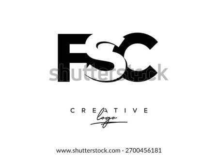 FSC Creative Elegant Monogram logo Design Featuring Bold Modern Typography With a Stylish Gold Accent And Artistic Black Brush Stroke Background. This Minimal And Creative Letter Logo.