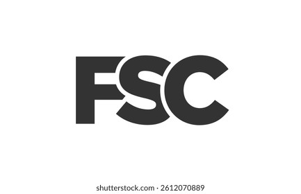 FSC logo design template with strong and modern bold text. Initial based vector logotype featuring simple and minimal typography. Trendy company identity ideal for businesses brand presence.