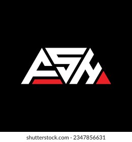 FSH triangle letter logo design with triangle shape. FSH triangle logo design monogram. FSH triangle vector logo template with red color. FSH triangular logo Simple, Elegant, and Luxurious design.