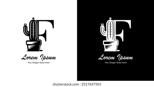 F-shaped logo design combined with cactus and modern style