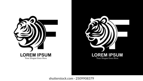 F-shaped logo design combined with a tiger's head