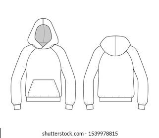 Fshion Technical Drawing Hoodie Stock Vector (Royalty Free) 1539978815 ...