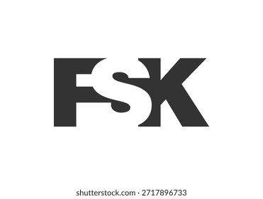 Diseño del logotipo de FSK. Letra inicial F S K estilo de letra en negrita para startups tecnológicas, consultoría, marca corporativa. Nombre creativo de la empresa, titulares de la tipografía, identidad, logotipo de moda. Ilustración vectorial.