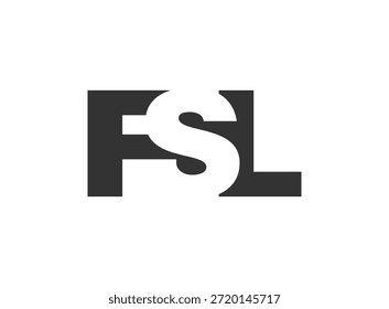 Diseño de logo FSL. Letra inicial F S L estilo de letra en negrita para startups tecnológicas, consultoría, marca corporativa. Nombre creativo de la empresa, titulares de la tipografía, identidad, logotipo de moda. Ilustración vectorial.