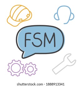 FSM Field Service Management Concept- Vector Illustration