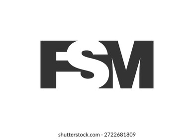 Diseño de logo FSM. Letra inicial F S M estilo de letra en negrita para startups tecnológicas, consultoría, marca corporativa. Nombre creativo de la empresa, titulares de la tipografía, identidad, logotipo de moda. Ilustración vectorial.
