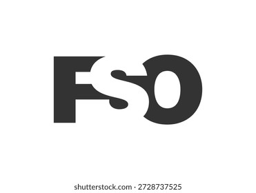 Design do logotipo FSO. Letra inicial F S O estilo de fonte em negrito para start-ups de tecnologia, consultoria, marca corporativa. Nome criativo da empresa, manchetes identidade tipográfica, logotipo moderno. Ilustração vetorial.