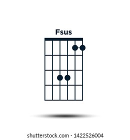 Fsus, Basic Guitar Chord Chart Icon Vector Template