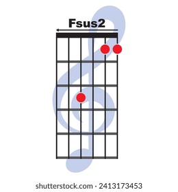 Fsus2  guitar chord icon. Basic guitar chord vector illustration symbol design