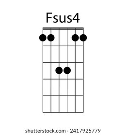 Fsus4 guitar chord icon vector illustration design