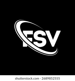 Logotipo del FSV. Carta FSV. Diseño del logotipo de la letra FSV. Logotipo FSV con el círculo y el logotipo del monograma en mayúscula. Tipografía FSV para tecnología, negocio y marca inmobiliaria.