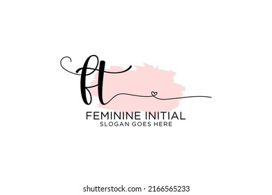 FT beauty monogram and elegant logo design handwriting logo of initial signature, wedding, fashion, floral and botanical with creative template.