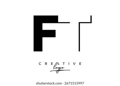 Logotipo minimalista creativo de FT de espacio negativo más tarde con monograma moderno para marca y logotipo de marca comercial con letras iniciales Diseño de logotipo para marca.