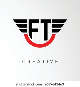 FT Creative Wings Letter Logo mit Modern Shield - Leistungsstarkes Business- und Branding-Symbol	
