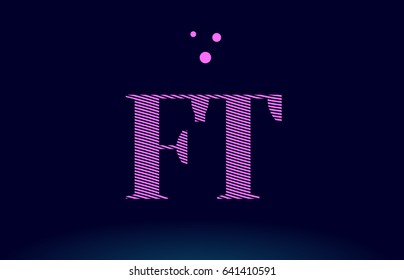 ft f t alphabet letter logo pink line stripes magenta purple blue font creative text dots company vector icon design template